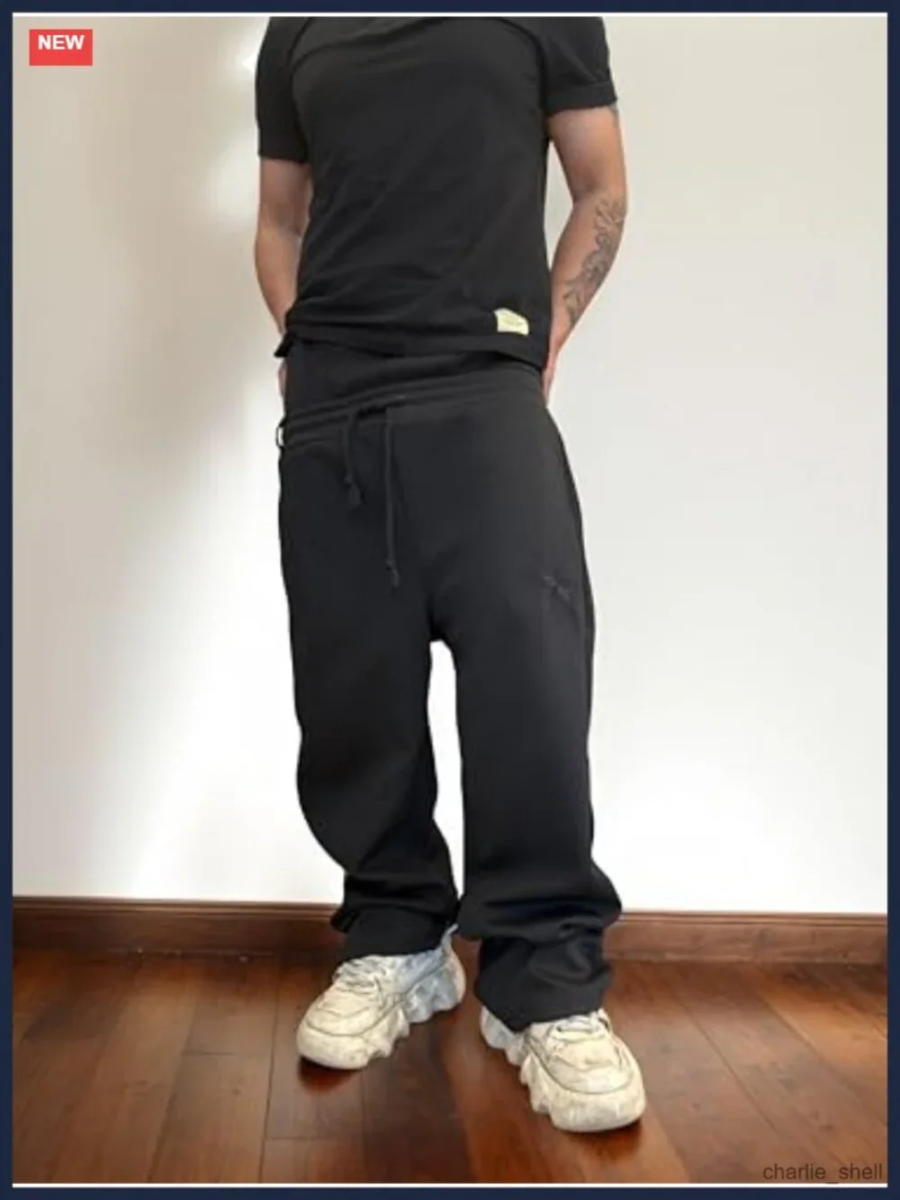 Y2K Wide Leg Sweatpants Drawstring Double Waisted Baggy Hip-Hop Pants